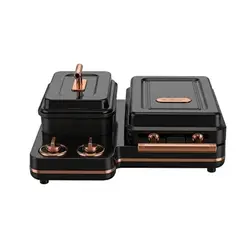 GENERICO - Maquina de Desayuno 2 En 1 Estacion de Cocina con Freidora y Parrilla Compacta