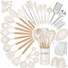 ONE PIXEL - Set Utensilios En Silicona Para Cocina Juego Utensilios X43 Negros
