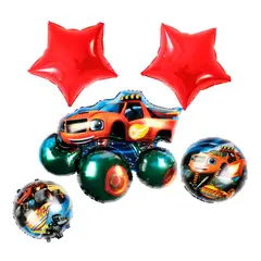 GENERICO - Kit Bouquet Globo Monster Cars Feliz Cumpleaños Blaze