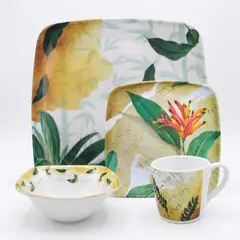 SABANA - VAJILLA EN MELAMINA PRIMAVERA BOTANICA 16 PIEZAS