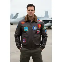 ALMA DE AVIADOR - Chaqueta G1 Piloto Militar con Parches