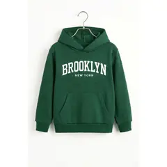 URBAN PLUS - Buzo saco cerrado con capota niño o niña verde