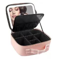 GENERICO - COSMETIQUERA ESTUCHE CON LUZ LED GRANDE 36x23x11