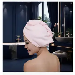 GENERICO - Toalla de secado para cabello turbante beige