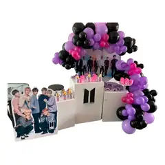 GENERICO - Decoracion Globos Banda Pop Coreano Kpop Bts Morado Negro
