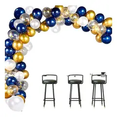 GENERICO - Globos Arco Decoracion Dorado Azul Naval Blanco Grado Boda