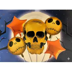 GENERICO - Bouquet Globos Calavera Dorada Jack Dorado Halloween Comprar