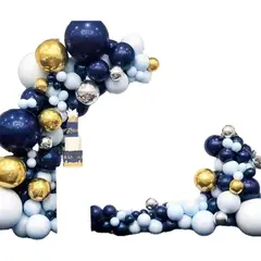 GENERICO - Decoracion Arco Globos Azul Naval Dorado Blanco Grado Boda