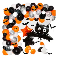 GENERICO - Globos Arco Halloween Murcielago Niños Negro Morado Naranja