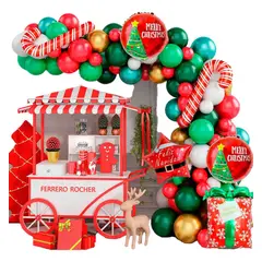 GENERICO - Arco Decoracion Globos Navidad Baston Circulares Rojo Verde