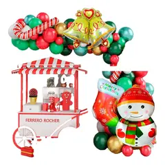 GENERICO - Globos Decoracion Arco Rojo Verde Nieve Campana Navidad Top