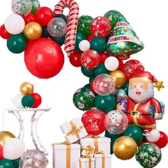 GENERICO - Arco Globos Decoracion Verde Rojo Arbol Baston Santa Año