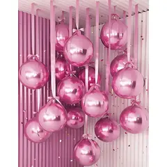 GENERICO - Combo Globo Metalizado Esfera 22 Rosado x 16 Piezas