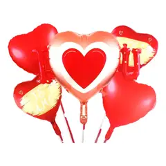 GENERICO - Bouquet Globos Corazon I Love You Te Amo Rojo Enamorados