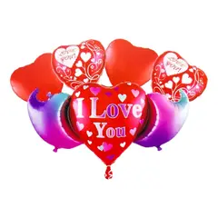 GENERICO - Bouquet Globos Corazon Te Amo Rojo Aniversario Valentin Top