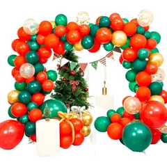 GENERICO - Navidad Globos Decoracion Verde Rojo Dorado Fi Año