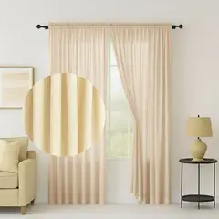 GENERICO - Cortina En Velo Muselina 280cm Ancho X 240cm Alto Beige Dividido