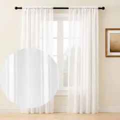 GENERICO - Cortina En Velo Muselina 280cm Ancho X 240cm Alto Blanco Satinado Dividido
