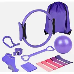 GENERICO - Kit De Pilates O Yoga Completo 12 Piezas Anillo De Pilates, Pelota, Medias Con Maleta
