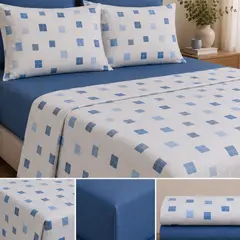 KARYTEX - Juego De Sábanas Urban Blue Microfibra Soft Premium Diseño Moderno