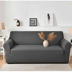 CHINA GLAZE - Protector para sofa de 3 puestos Gris Oscuro liso