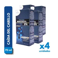 GENERICO - Pack X4 Minoxidil 5% Solucion Spray Frasco 70 Ml Protezzione