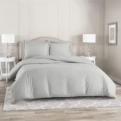 GENERICO - Set Duvet mas Plumon Cama Doble Blanco Unicolor Rayas