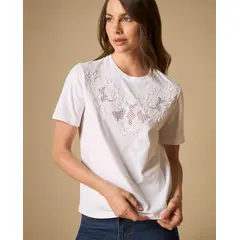 ESPRIT - Camiseta para Dama Cómoda con Diseño Bordado Casual