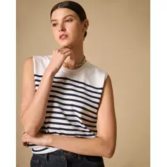 ESPRIT - Camiseta para Dama bordada Diseño a Rayas Versátil
