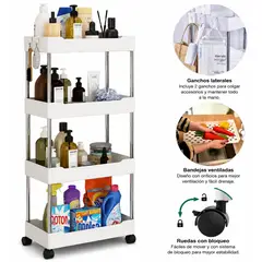 OEM - Carrito Auxiliar Multiusos 4 Niveles Organizador Moderno