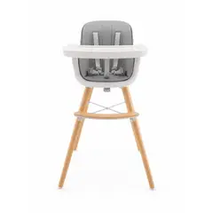 NOVY BABYS - Silla Comedor Para Bebé Trona Patas En Madera Tamaño Ajustable Color Gris