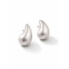 SCARLETT - Aretes Ibiza Mate Plateado Tipo Gota Elegantes Modernos
