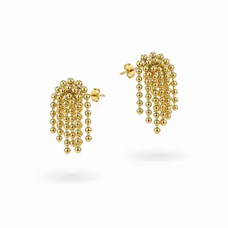 SCARLETT - Aretes Caviar Dorado Cascada de Esferas Elegantes