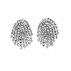 SCARLETT - Aretes Caviar Plateado Cascada de Esferas Elegantes