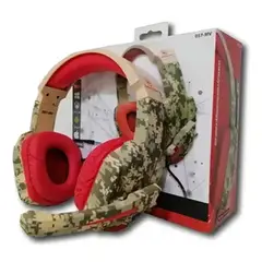 J&R - Diadema Gamer 057-MV Camuflada 3.5mm Micrófono Ajustable Sonido Estéreo HD Diadema Gamer