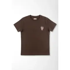 TENNIS - Camiseta corte recto con mini grafico en algodón marrón chocolate para mujer