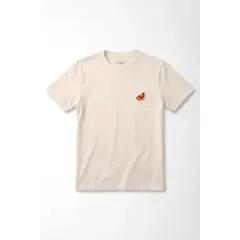 TENNIS - Camiseta regular con mini gráfico cítrico en algodón crema para mujer