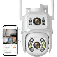 GENERICO - Camara Domo Doble Lente Tipo Ptz V380 Pro 2 Antenas Ip66 Wifi Sensor
