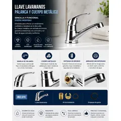 PAMO - Llave Lavamanos Sencilla Palanca Zinc Acabado Cromado