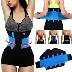 GENERICO - Cinturón Reductor Térmico Ajustable Moldea Cintura AZUL - S