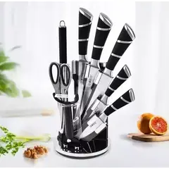 GENERICO - Juego de Cuchillos Profesionales Chef 9 Piezas + Soporte
