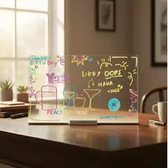 INFANTILES CAJUROMIX - Tablero Pizarra Acrílica Led 30x20 Cm Con 7 Marcadores