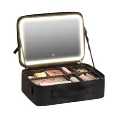 CLEAN - Cosmetiquera Grande Espejo Luz Recargable Bolsa Maquillaje Rosa o Negra
