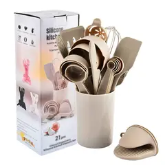 GENERICO - Set Utensilios De Cocina Silicona 21 Piezas Con Base