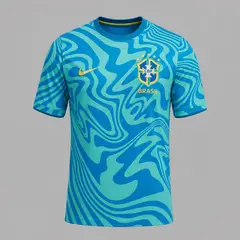 NIKE - Camiseta Hombre Brasil Academy Pro Prepartido - Azul - Fútbol - Uso deportivo
