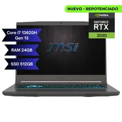 MSI - PORTATIL THIN 15 - INTEL CORE I7 13620H - RAM 24GB - 512GB SSD - 15,6 FHD - GEFORCE RTX 3050 4GB