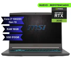 MSI - PORTATIL THIN 15 - INTEL CORE I7 13620H - RAM 16GB - 512GB SSD - 15,6 FHD - GEFORCE RTX 3050 4GB