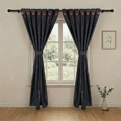 GENERICO - Cortina Negra en Jacquard De Botón 280cm Ancho 210cm Alto