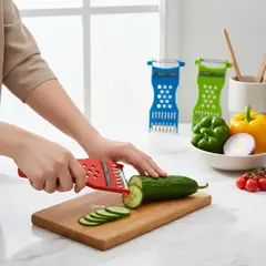 GENERICO - Rebanador Verduras Manual 3 En 1 Cortador Triturador Pack 12