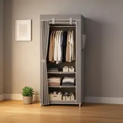 POLASUP - Closet Organizador de Ropa Portátil Ensamblable con Barra y Estantes Resistente Color Girs